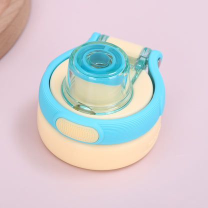 Macaron Insulated Water Bottle 550ml | Leakproof Stainless Steel Sipper with Straw Lid & Silicone Grip | Cute Travel Flask for Kids & Adults