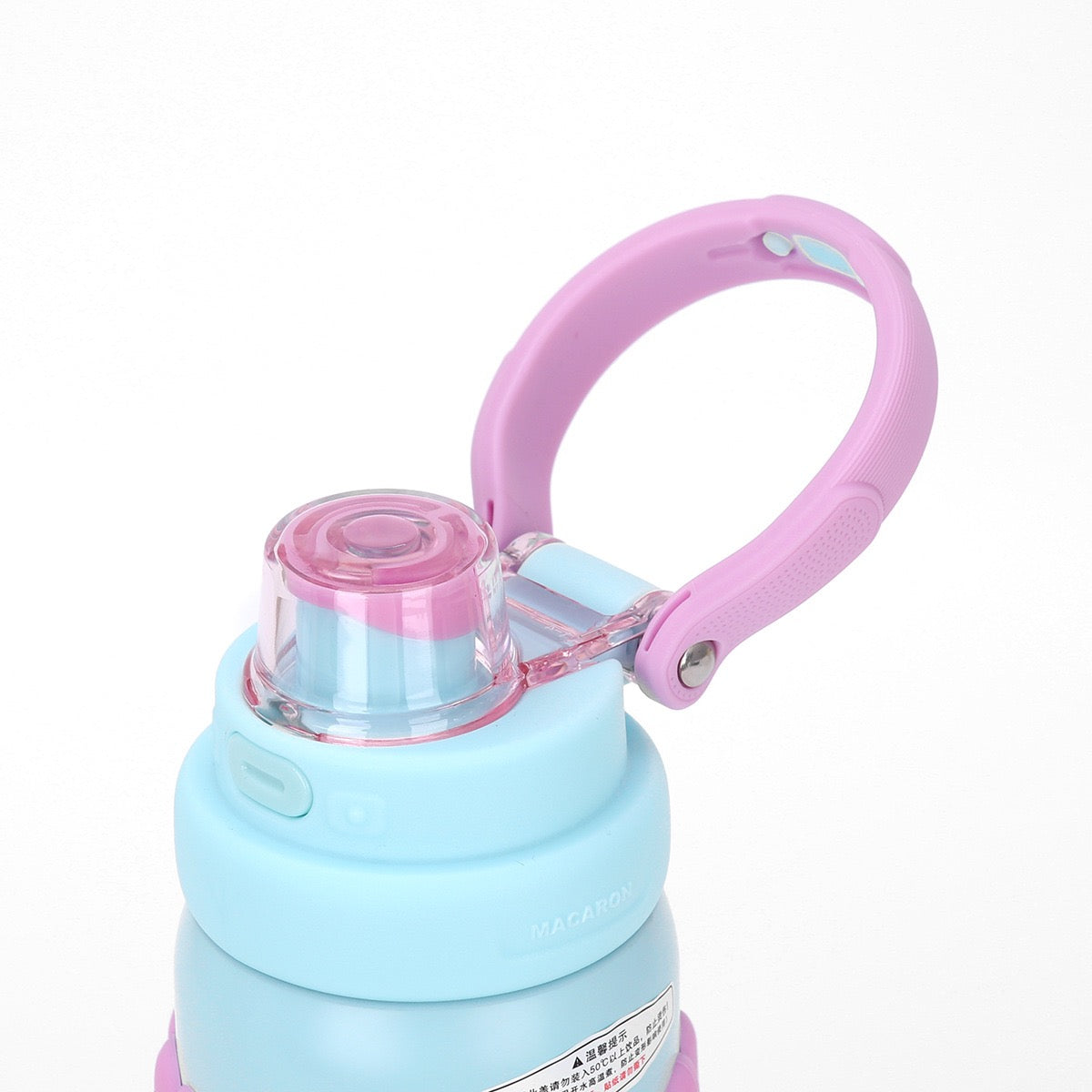 Macaron Insulated Water Bottle 550ml | Leakproof Stainless Steel Sipper with Straw Lid & Silicone Grip | Cute Travel Flask for Kids & Adults