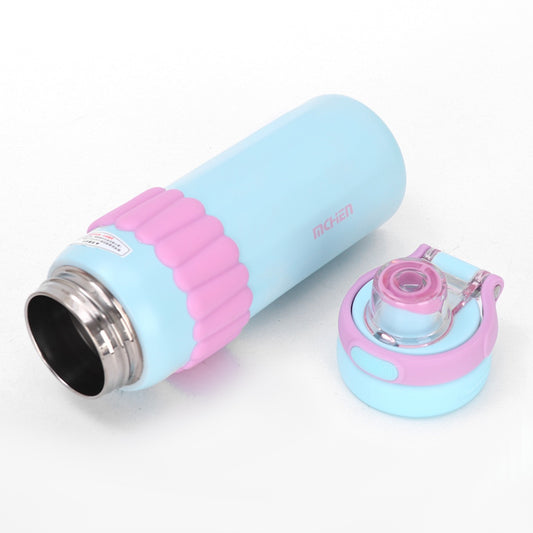 Macaron Insulated Water Bottle 550ml | Leakproof Stainless Steel Sipper with Straw Lid & Silicone Grip | Cute Travel Flask for Kids & Adults