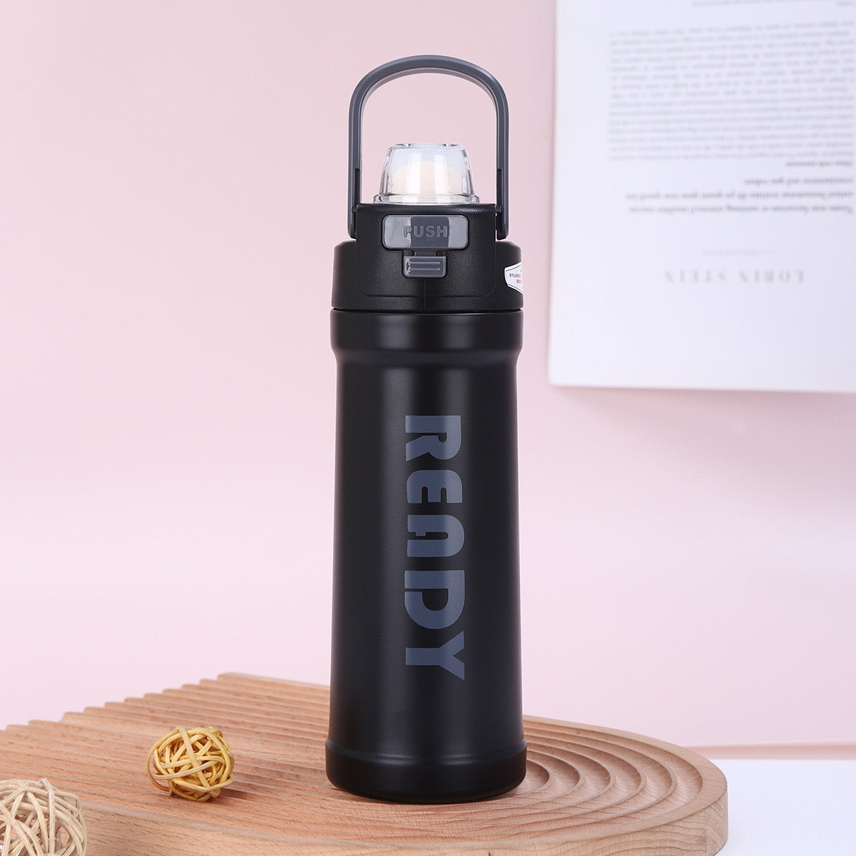 READY Insulated Water Bottle with Straw Lid | Leakproof Stainless Steel Flask for Kids & Adults | Hot & Cold Travel Bottle (550ml)