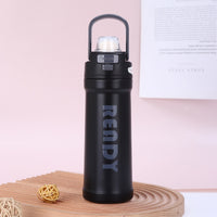 READY Insulated Water Bottle with Straw Lid | Leakproof Stainless Steel Flask for Kids & Adults | Hot & Cold Travel Bottle (550ml)