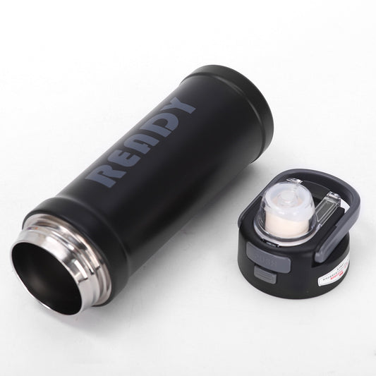 READY Insulated Water Bottle with Straw Lid | Leakproof Stainless Steel Flask for Kids & Adults | Hot & Cold Travel Bottle (550ml)