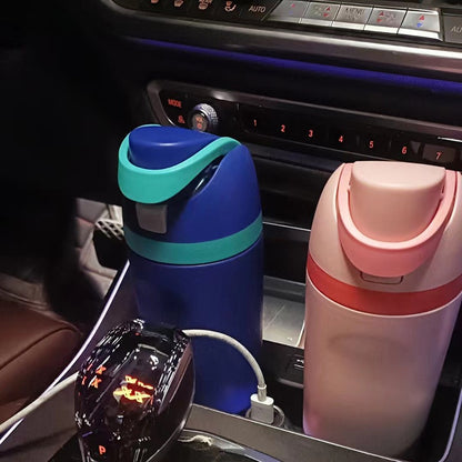 Insulated Stainless Steel Water Bottle with Straw Lid - Leakproof Flip Top Thermo Mug for Sports, Travel & Car Cup Holders
