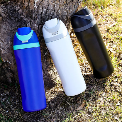 Insulated Stainless Steel Water Bottle with Straw Lid - Leakproof Flip Top Thermo Mug for Sports, Travel & Car Cup Holders