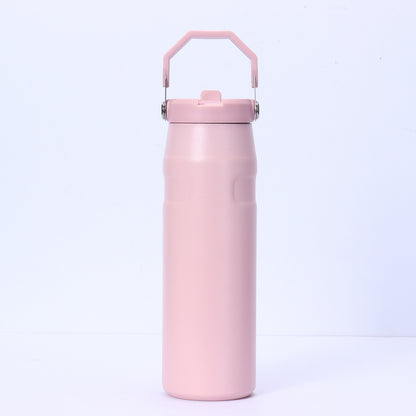 Large Capacity Insulated Water Bottle with Handle - Stainless Steel, Leakproof, Wide Mouth Flip Cap for Gym, Sport & Outdoor
