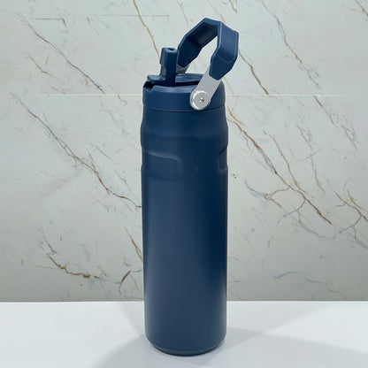 Large Capacity Insulated Water Bottle with Handle - Stainless Steel, Leakproof, Wide Mouth Flip Cap for Gym, Sport & Outdoor