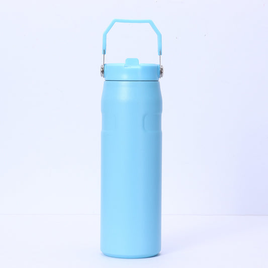 Large Capacity Insulated Water Bottle with Handle - Stainless Steel, Leakproof, Wide Mouth Flip Cap for Gym, Sport & Outdoor