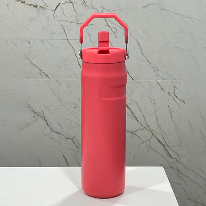 Large Capacity Insulated Water Bottle with Handle - Stainless Steel, Leakproof, Wide Mouth Flip Cap for Gym, Sport & Outdoor
