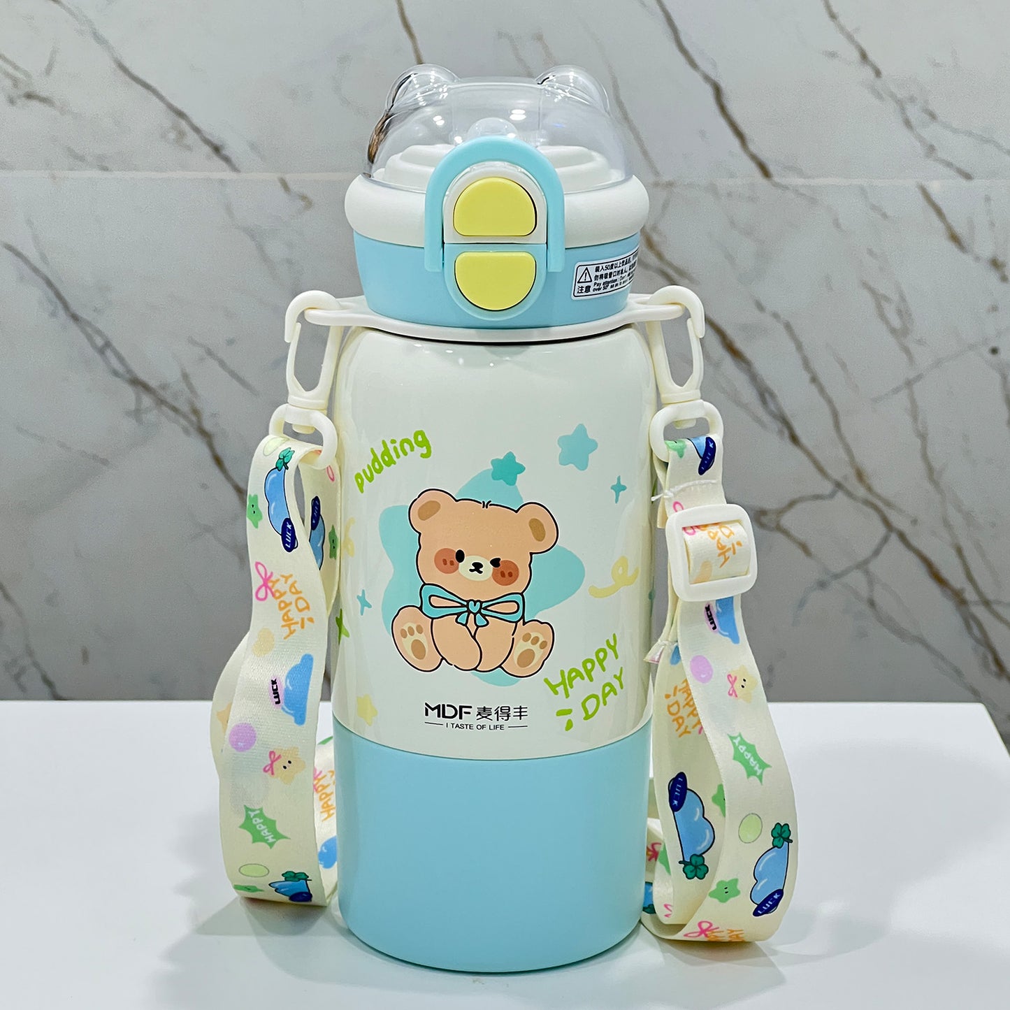 Cute Kids Insulated Straw Sipper Bottle | Leakproof Thermal Water Bottle with Straw – Bear & Bunny Design