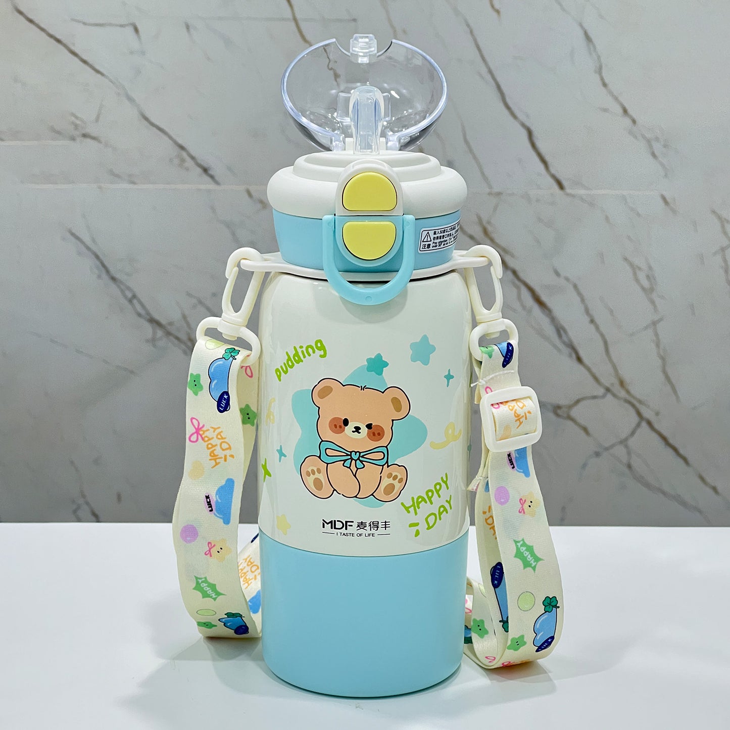 Cute Kids Insulated Straw Sipper Bottle | Leakproof Thermal Water Bottle with Straw – Bear & Bunny Design