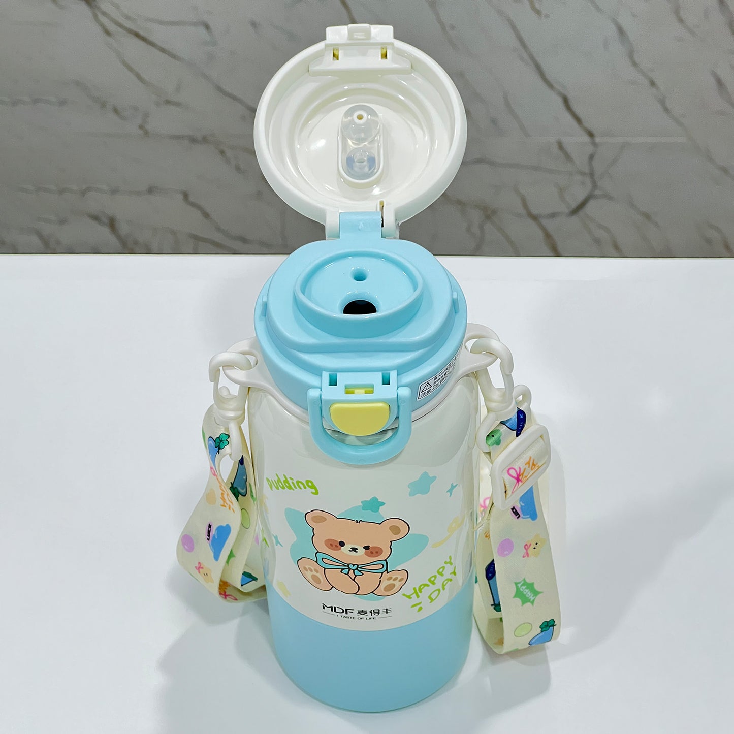 Cute Kids Insulated Straw Sipper Bottle | Leakproof Thermal Water Bottle with Straw – Bear & Bunny Design