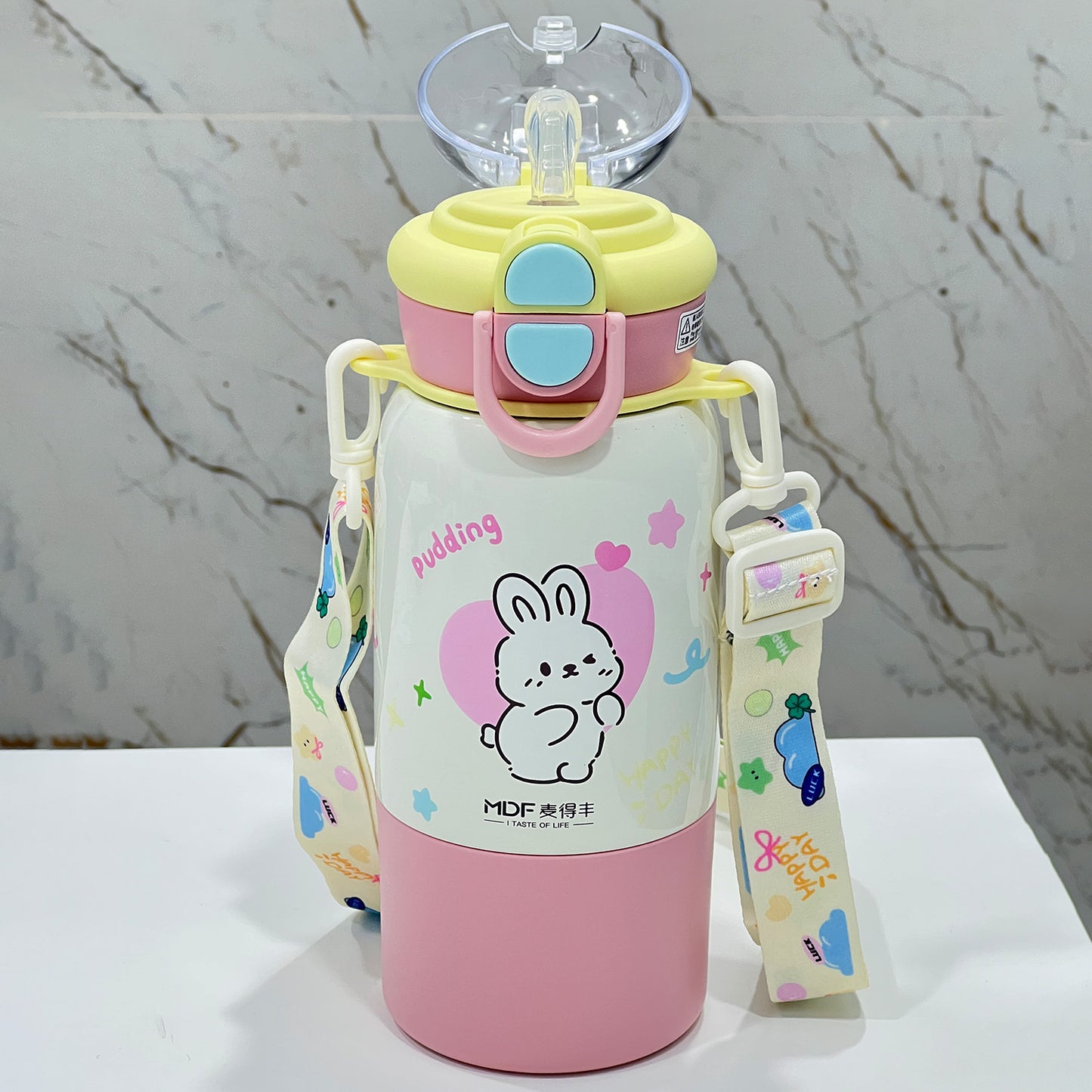 Cute Kids Insulated Straw Sipper Bottle | Leakproof Thermal Water Bottle with Straw – Bear & Bunny Design
