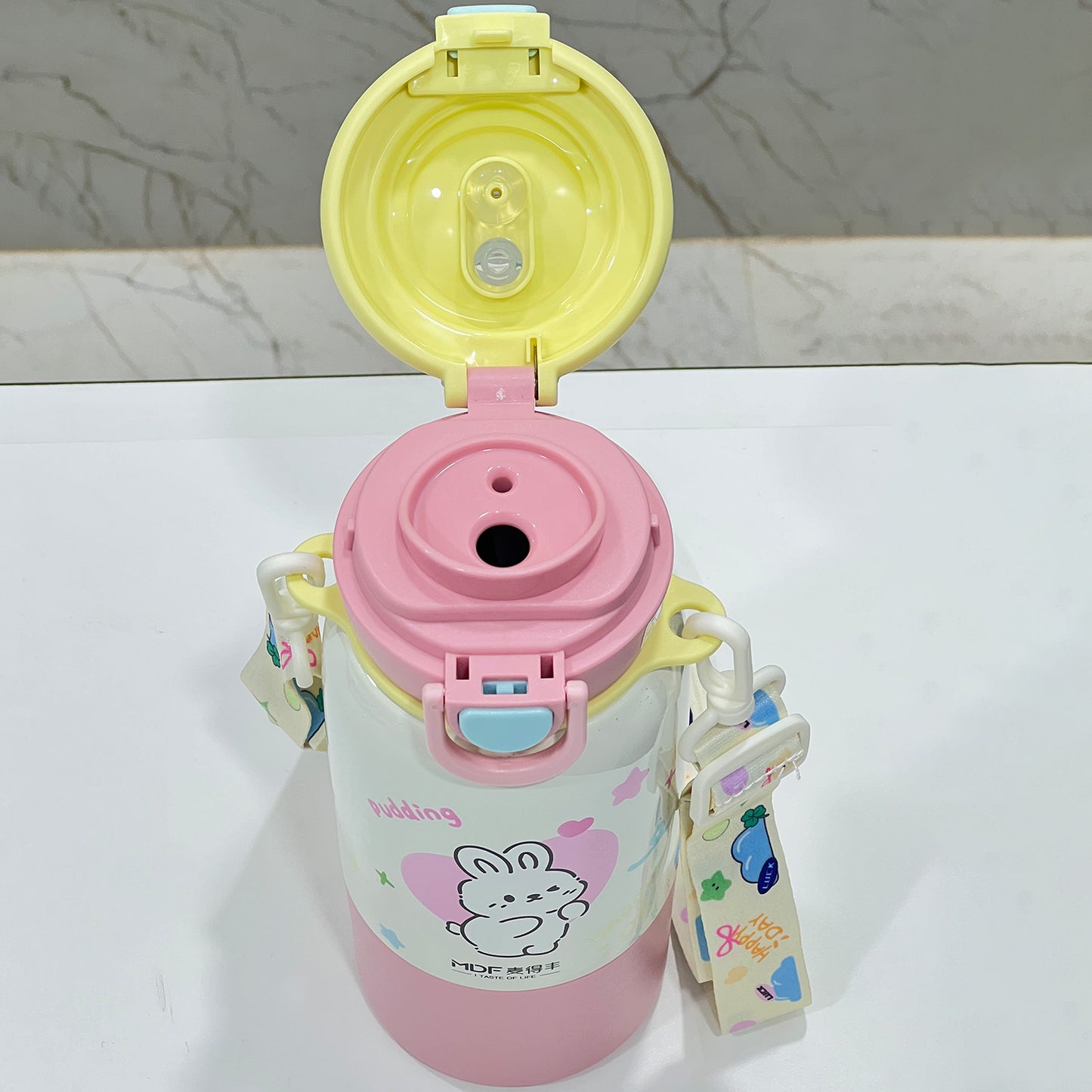 Cute Kids Insulated Straw Sipper Bottle | Leakproof Thermal Water Bottle with Straw – Bear & Bunny Design