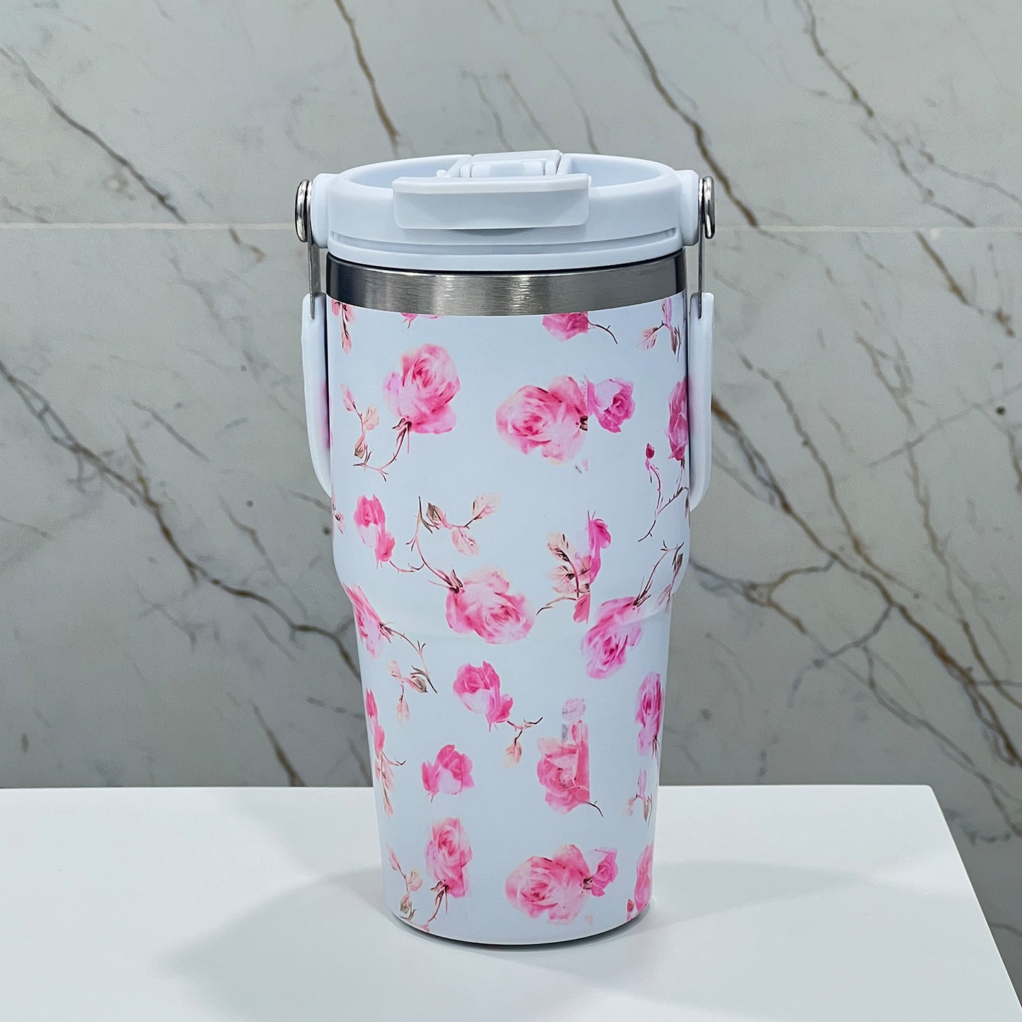 BAGMIRE Floral Insulated Tumbler – Dual Lid (Straw & Sip)