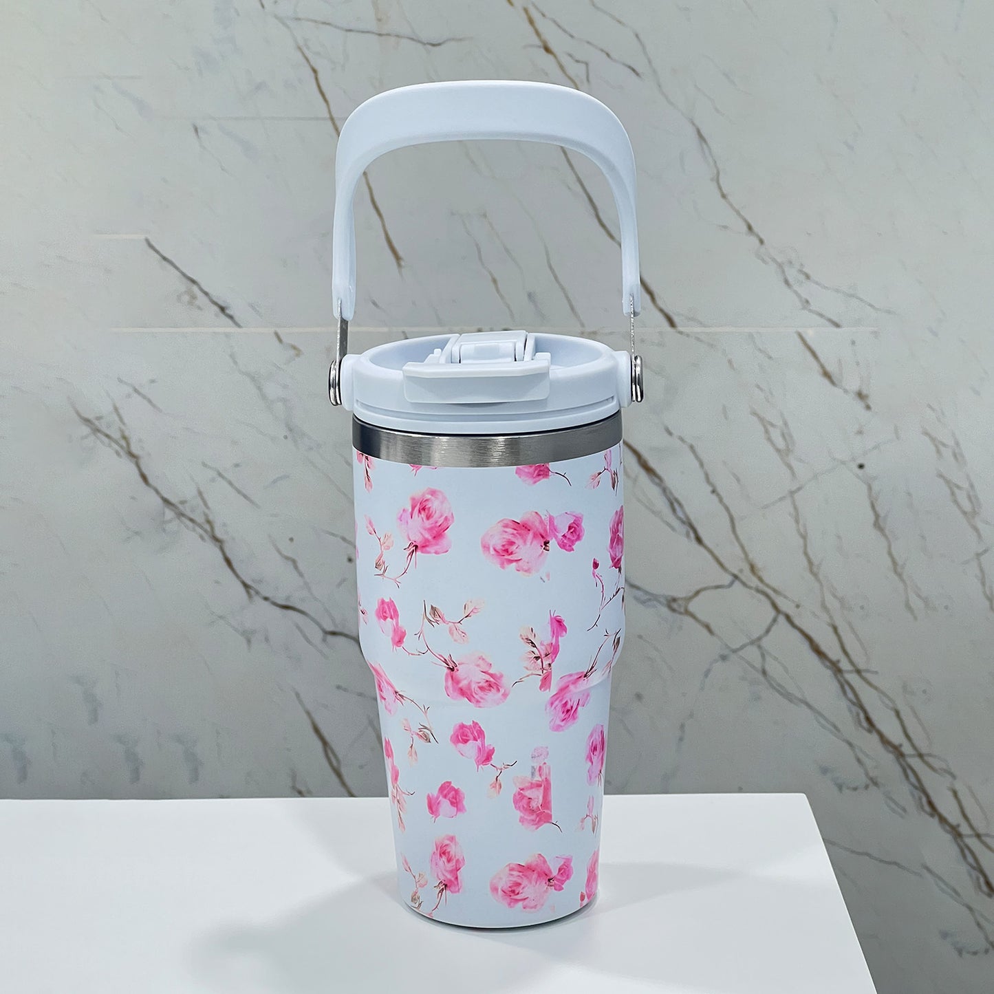 BAGMIRE Floral Insulated Tumbler – Dual Lid (Straw & Sip)