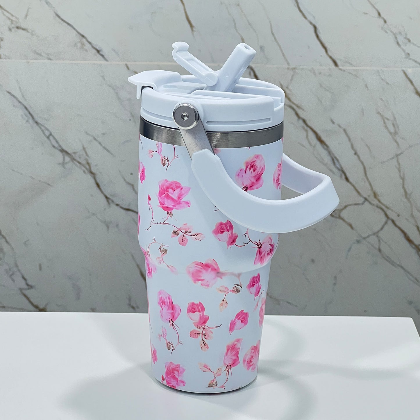 BAGMIRE Floral Insulated Tumbler – Dual Lid (Straw & Sip)