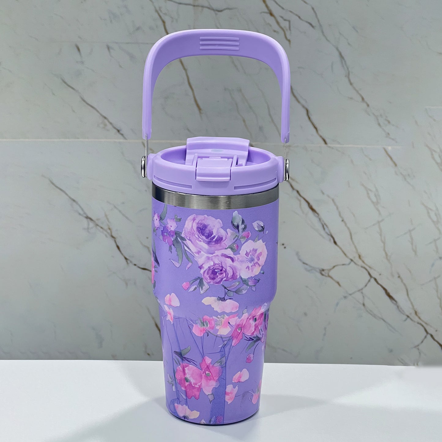 BAGMIRE Floral Insulated Tumbler – Dual Lid (Straw & Sip)
