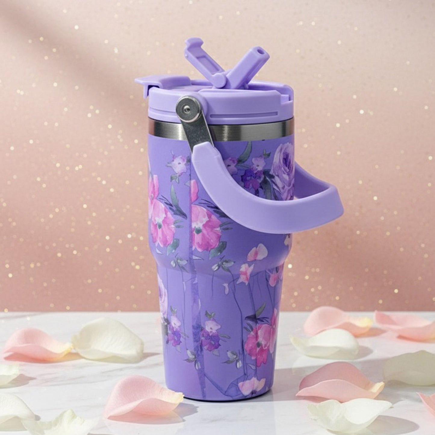 BAGMIRE Floral Insulated Tumbler – Dual Lid (Straw & Sip)