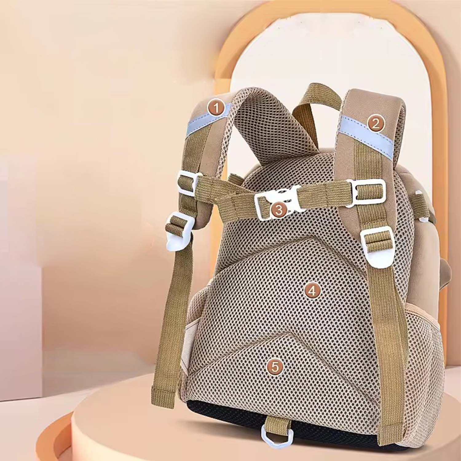 Neutral Beige Kids Backpack, Spacious & Stylish - Bagmire