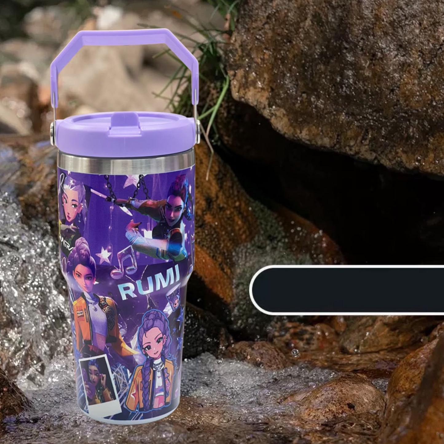 K-pop Demon Hunters 600ml Vacuum Insulated Tumbler | Korean Anime Travel Cup with Handle
