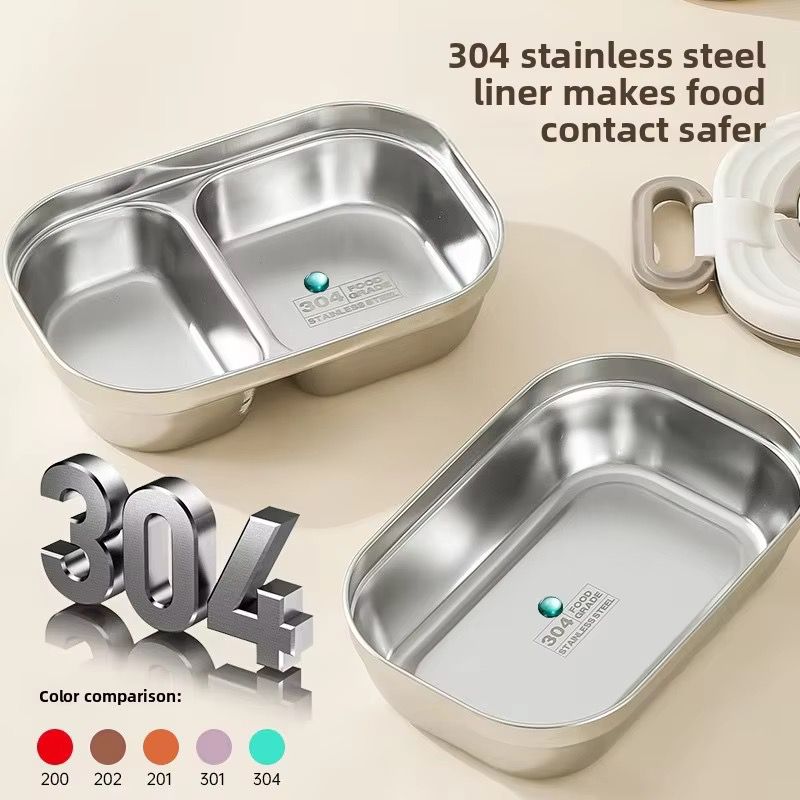 1600ML Stainless Steel Lunch Box – 2-Tier Stackable Tiffin Box with Spoon, Multi-Compartment Food Container for Office, School & Travel