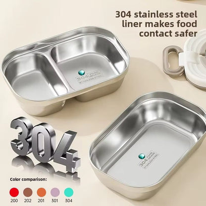 1600ML Stainless Steel Lunch Box – 2-Tier Stackable Tiffin Box with Spoon, Multi-Compartment Food Container for Office, School & Travel
