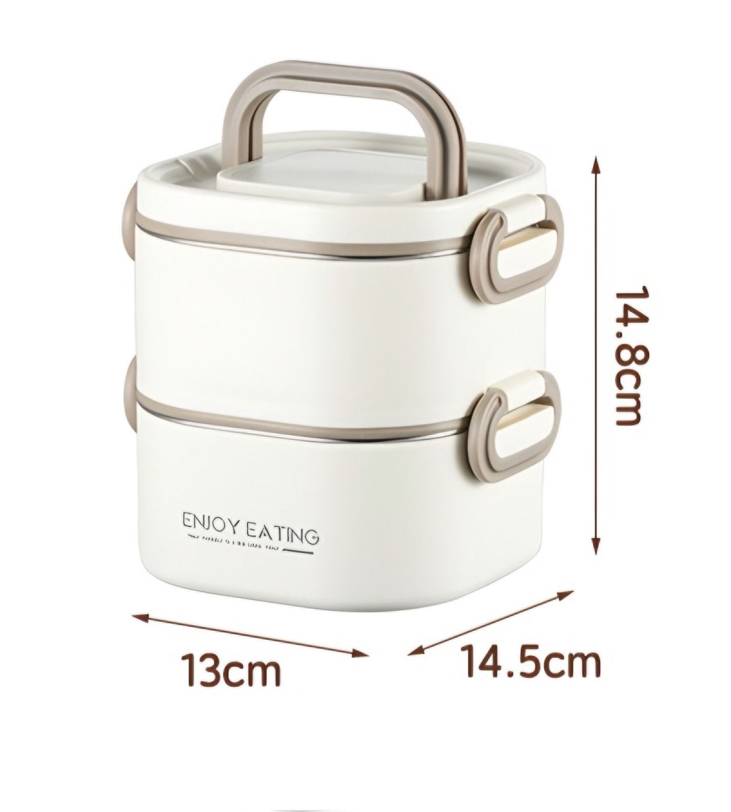 1300ml Aesthetic 2-Tier Stainless Steel Bento Lunch Box – Portable Tiffin Container with Foldable Handle for Kids & Adults