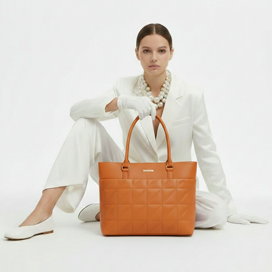 Bagmire Elegant Quilted Tote Handbag For Women- Premium PU Leather Office & Casual Bag
