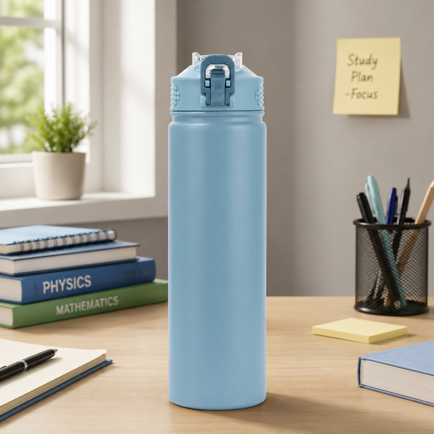 Large-Capacity Straw Water Bottle for Men and Women Students, Portable Outdoor Insulated Bottle