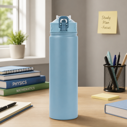 Large-Capacity Straw Water Bottle for Men and Women Students, Portable Outdoor Insulated Bottle