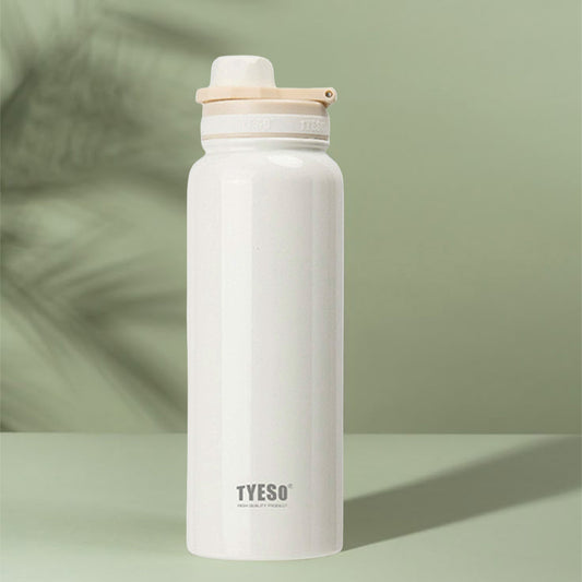 TYESO 1050ml Stainless Steel Insulated Water Bottle – Hot & Cold Flask, Leak-Proof Travel Bottle White - Bagmire