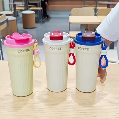 Trendy Portable Coffee Cup 550ML – Reusable, Leakproof & Easy Carry Travel Mug Dark Pink
